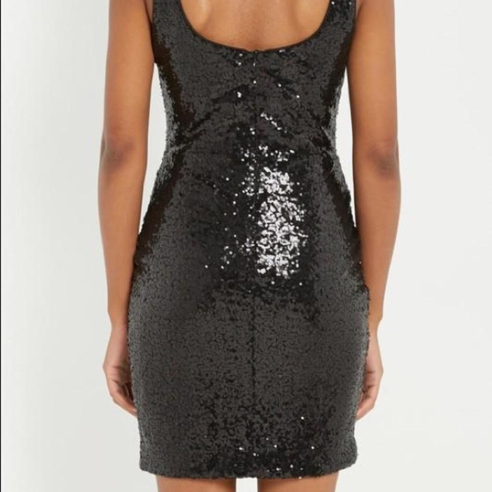 Ladies Holiday Sequin Bodycon Rose Gold Dress - Picture 3 of 5